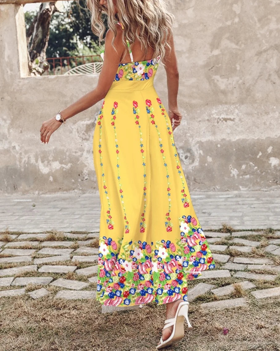Ombre Leaf Eyelet Maxi Dress