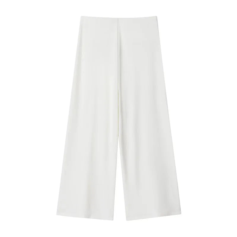 MUJER 2025 Baggy Pants Set 2 Piece Woman Summer Wide Leg Pants Women's Suit Knit Sleeveless Top Woman Outfit Casual Lady Sets