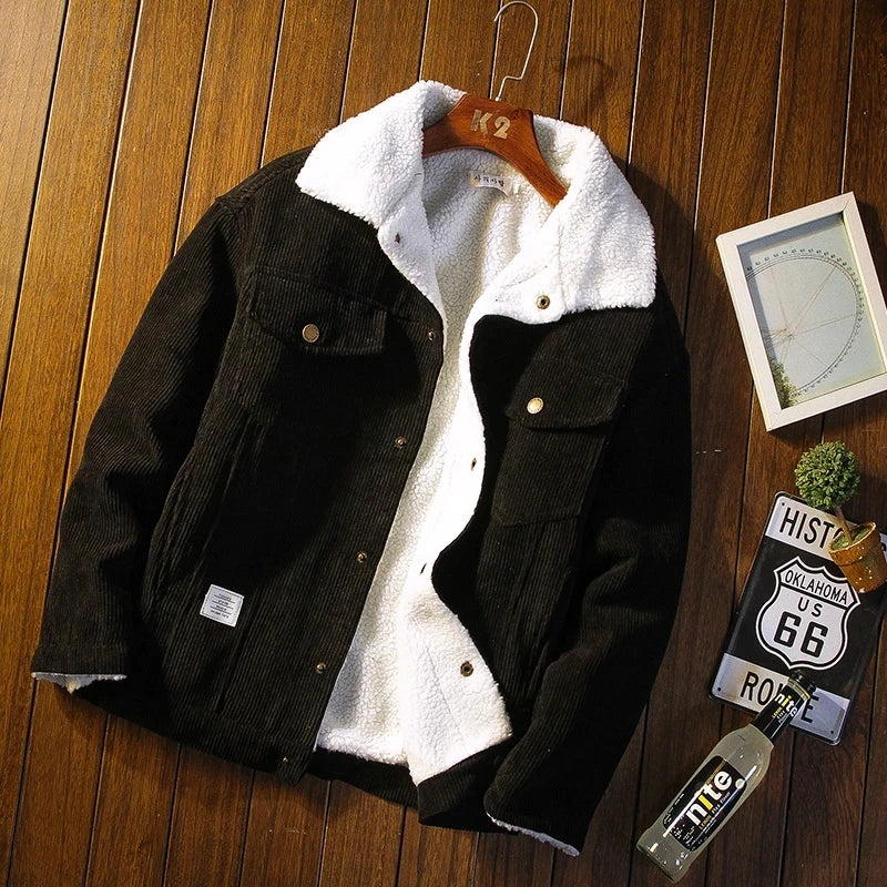 Men's Corduroy Fleece Jacket – Warm Winter Coat