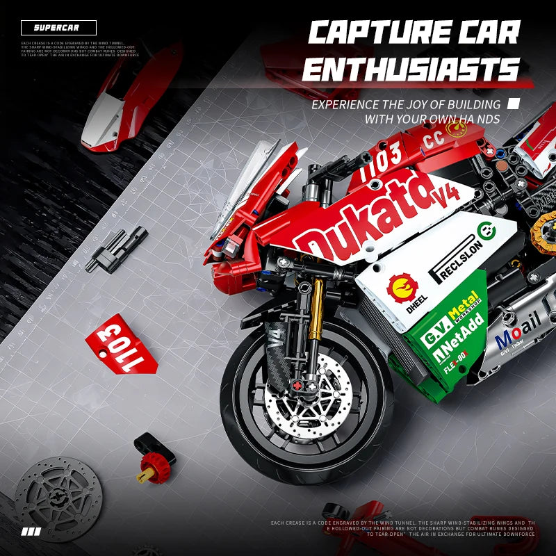 V4 Motorcycle Building Block Set – 863pcs STEM Toy