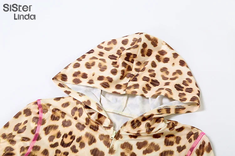 Sisterlinda Summer Release Junior Ankle-Length High Street Milk Fiber Pant Suit K24S50103 Girl Leopard Color Flare Pant Suit