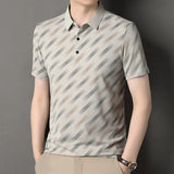Men's Contrast Print Polo Shirt | Breathable Summer Knit