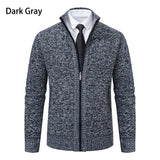 Men’s Fleece-Lined Stand Collar Cardigan