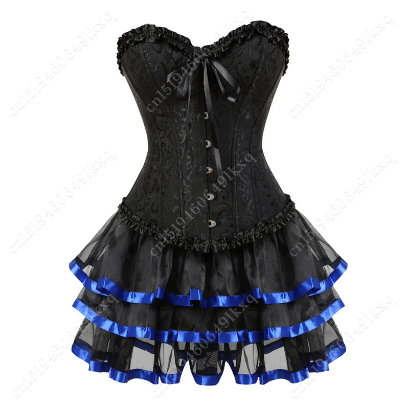 Women's Corset Dress with Straps & Lace | Plus Size Bustier Set