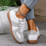 2026 Fashion Leather Women's Casual Sneakers Breathable Woman Vulcanize Sport Walking Running Platform Flats Shoes 644