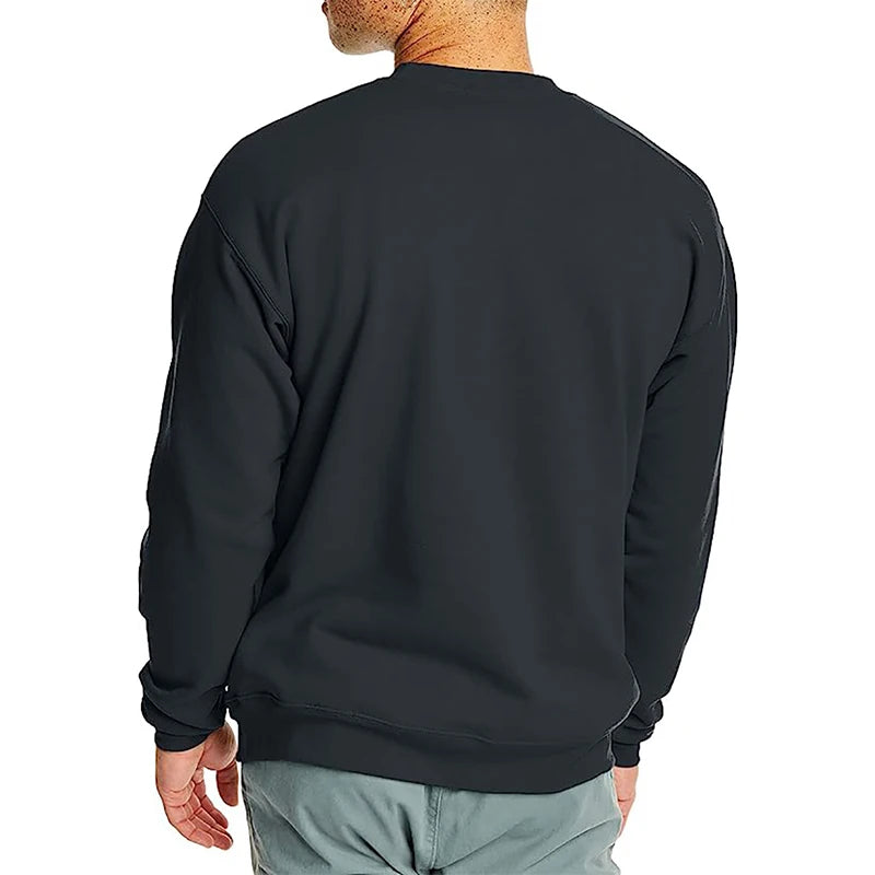 Men's Solid Crew Neck Pullover Sweatshirt