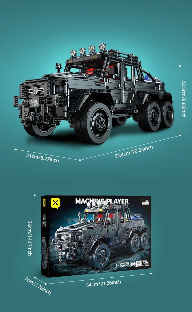 ToylinX Off-Road SUV Black Kits 1/8 Scale Pickup Truck Car Challenge Building Blocks Gift for Technical Enthusiasts Adults