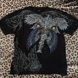 Y2K Gothic Skull Oversized Graphic Tee