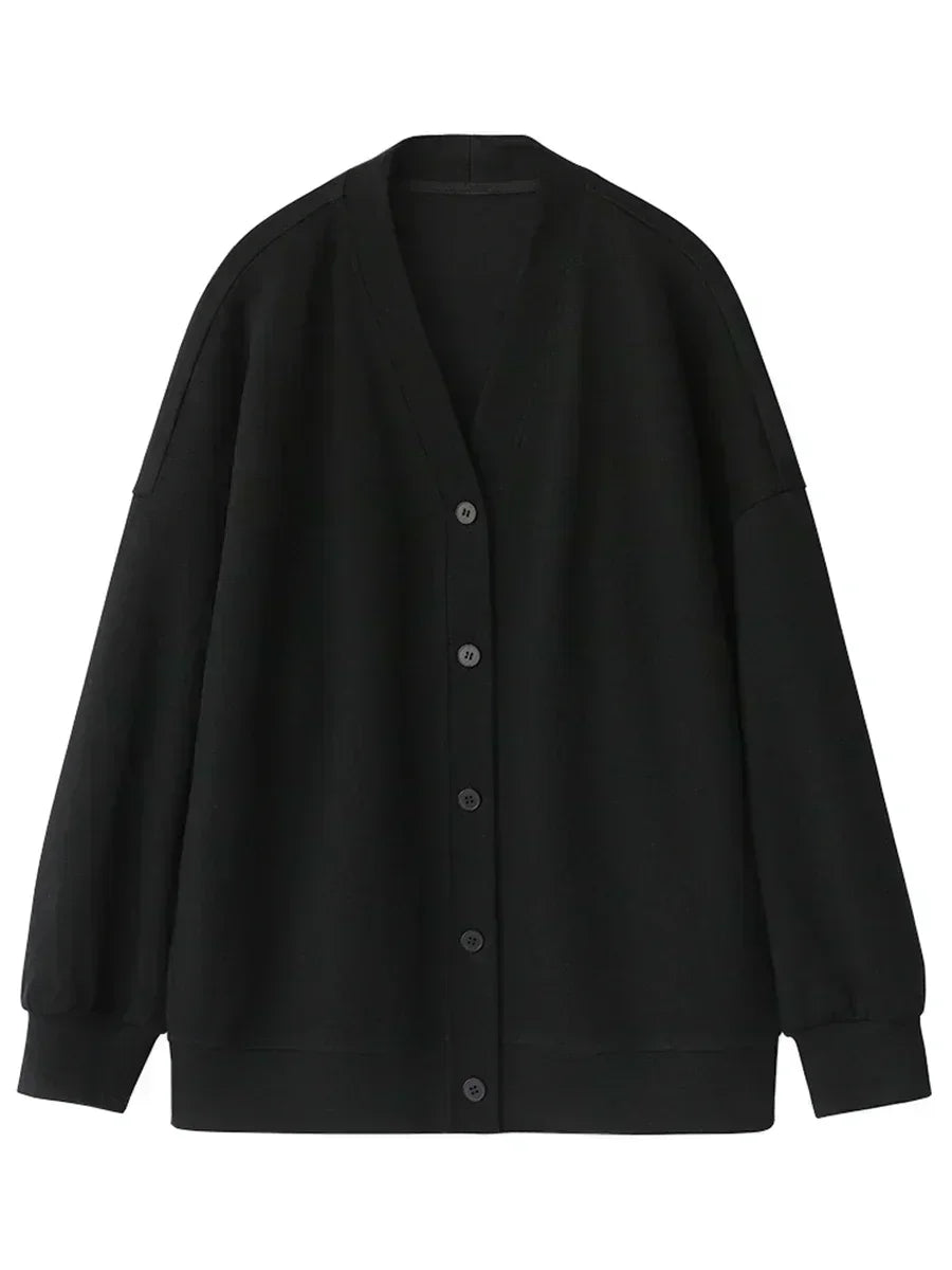 Women's Relaxed V-Neck Cotton-Blend Cardigan
