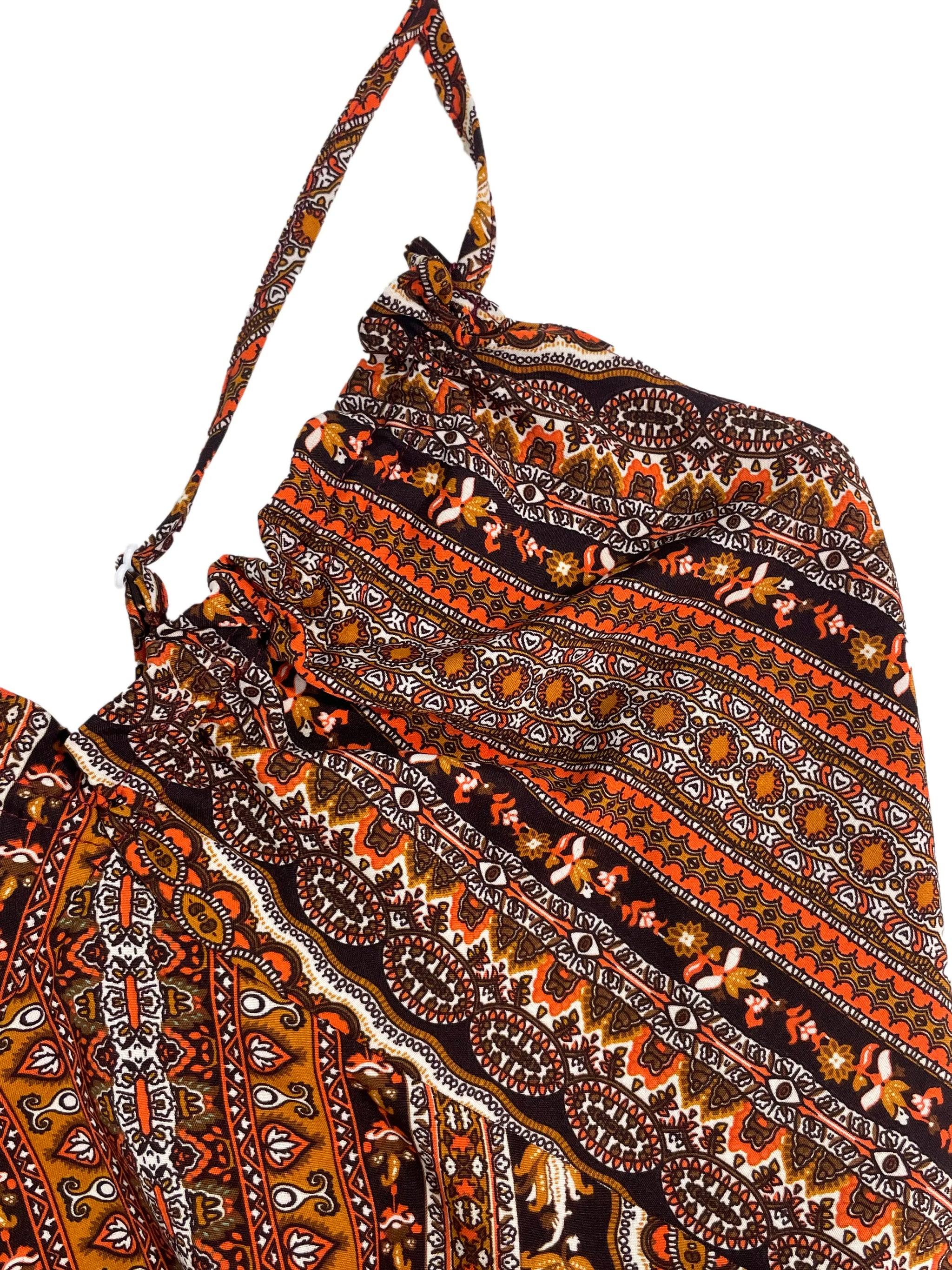 Boho Ethnic Frill Trim Maxi Dress