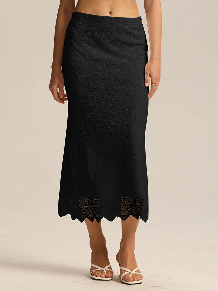 Elegant Lace Maxi Skirt – Women's Floral Pencil Skirt