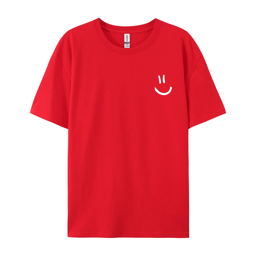 Men's Cotton T-Shirt with Minimalist Smile Print