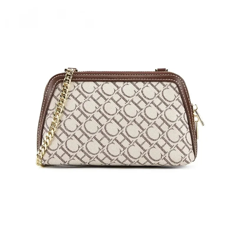 Letter Printed Suede-Style Luxury Chain Shoulder Bag