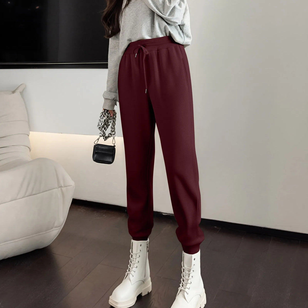 Women's High-Waist Drawstring Straight-Leg Pants