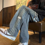 Men's Retro High-Waist Loose Straight Denim Jeans