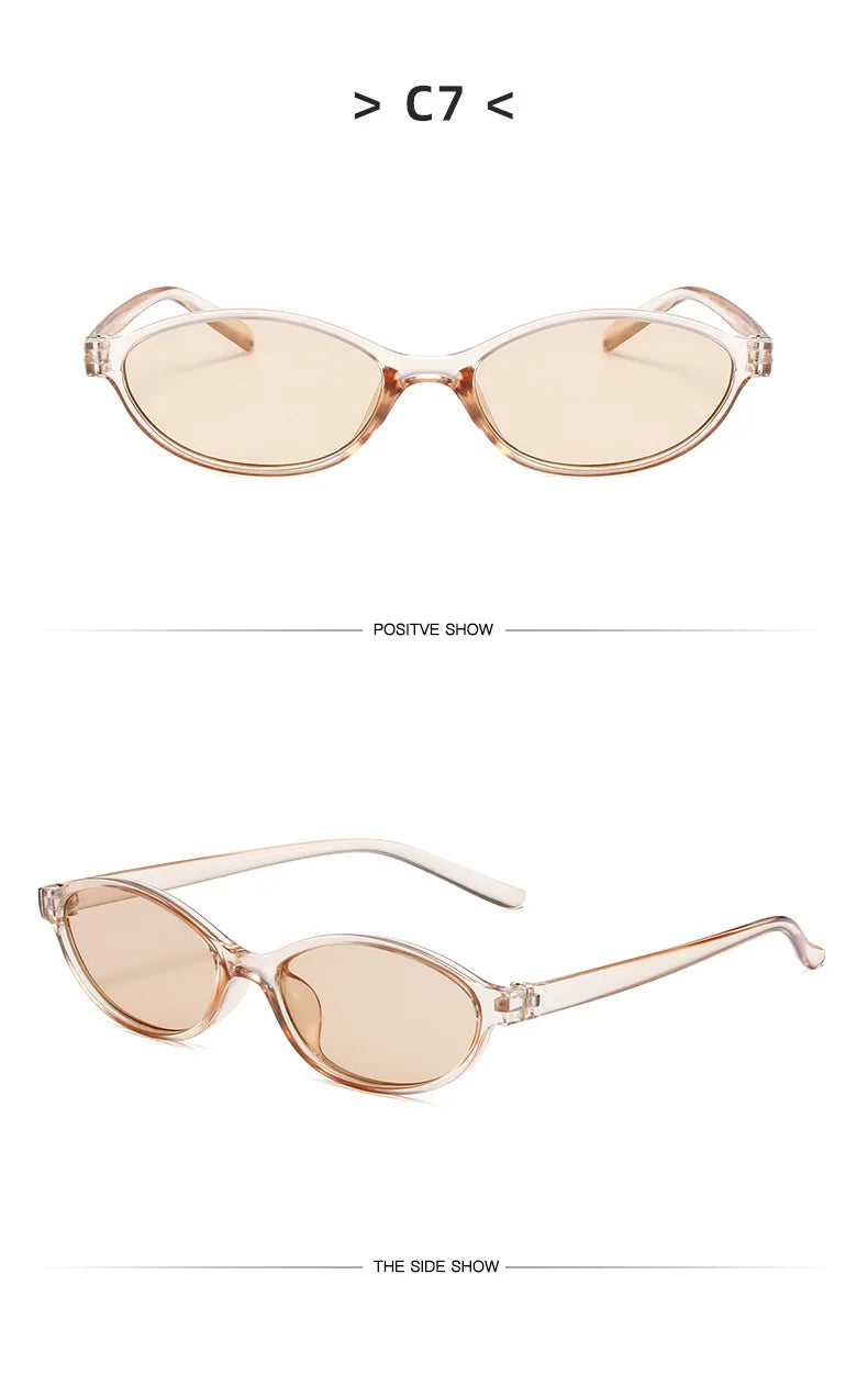 Vintage Small Frame Oval Sunglasses – Black Round Designer Style, Unisex Cool Eyewear for Men & Women, Fashion Circular UV Sun Glasses