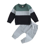 Toddler Boy Color Block Sweatsuit | 2-Piece Cotton Fall/Winter Outfit (0-3T)