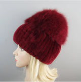 Women's Luxury Rex Rabbit & Fox Fur Beanie Hat