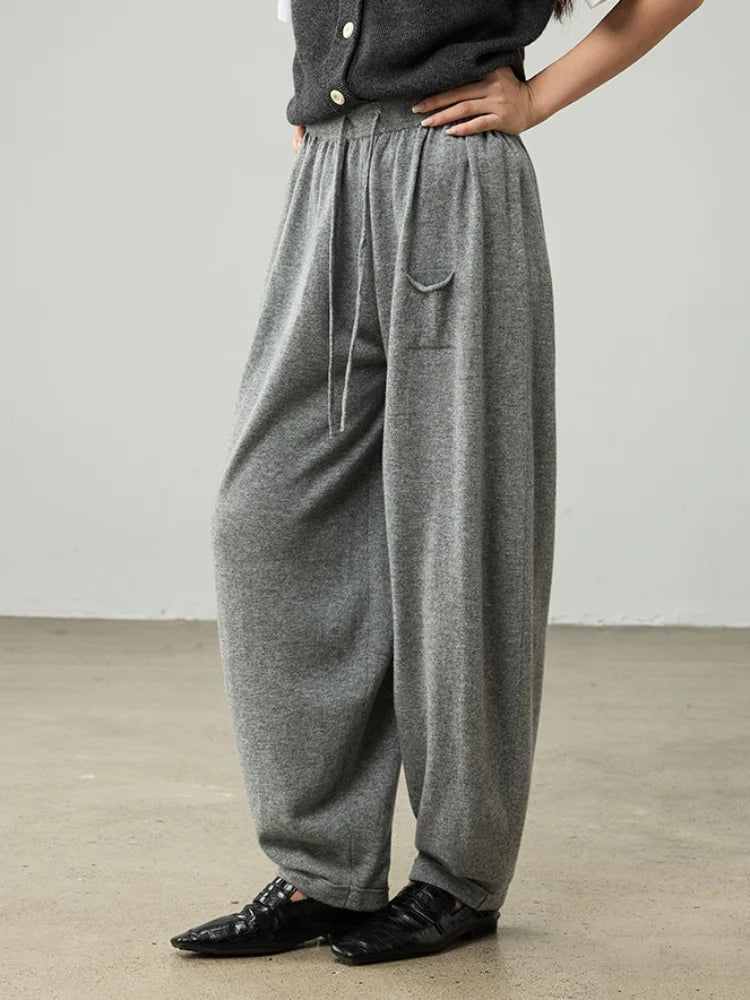 Women's Wool Drawstring Cocoon Pants