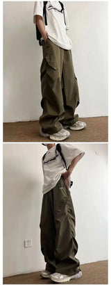 Techwear Parachute Cargo Pants - Men's Hip Hop Wide Leg Streetwear