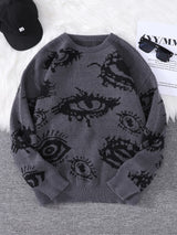 Men's Abstract Eye Jacquard Knit Sweater