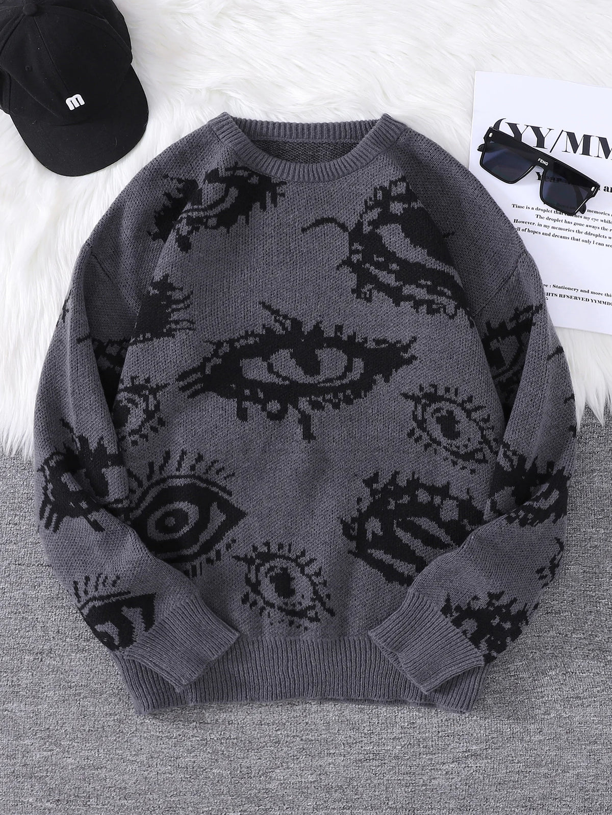 Men's Abstract Eye Jacquard Knit Sweater