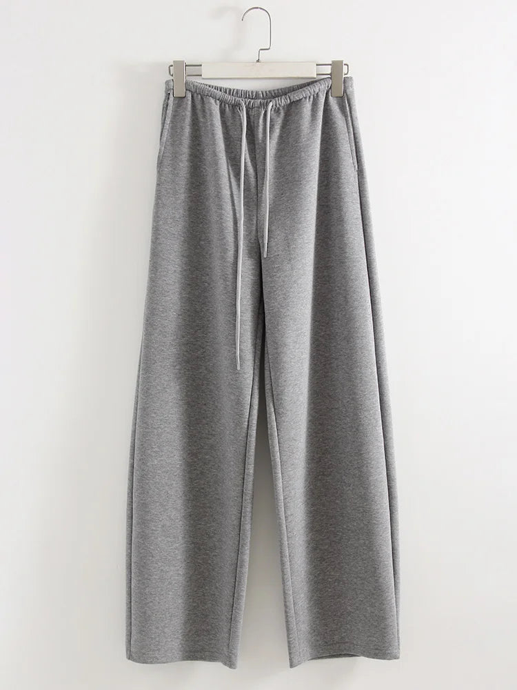 Autumn Burgundy Sweatpants Women Straight Leg Sport Pants Cotton Ladies Coffee Basic Joggers Wide Leg Women's Pants And Trousers