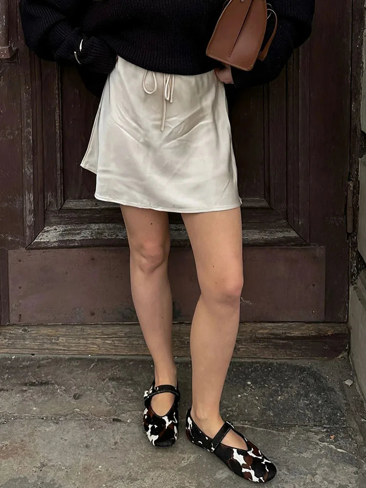 Satin Mini Skirt – Women's Elegant A-Line