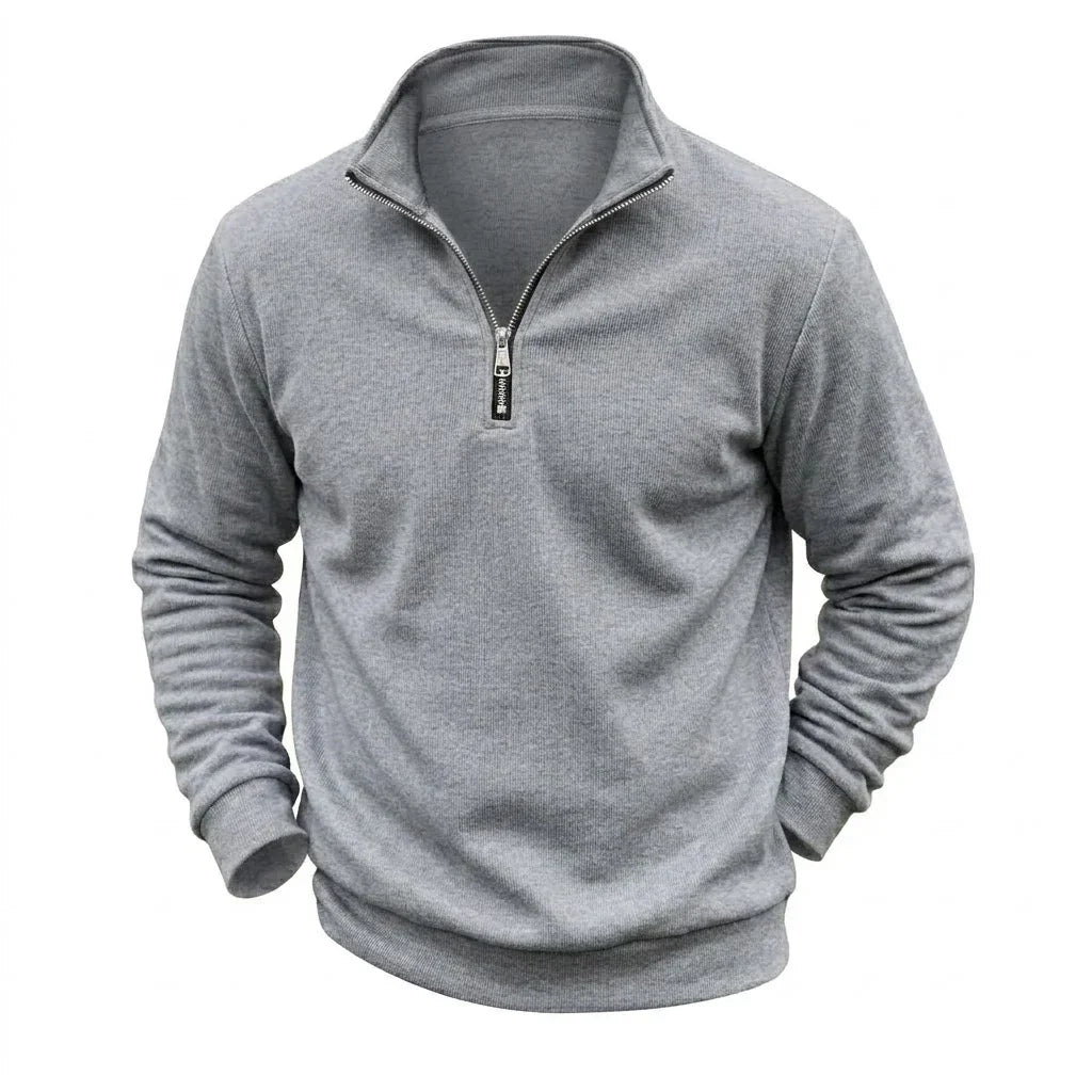 Mens Zip Up Streetwear Mock Neck Jumper Winter Warm Fleece Knit Top Long Sleeve Pullover Outdoor Work Jacket Coats Sweatshirts