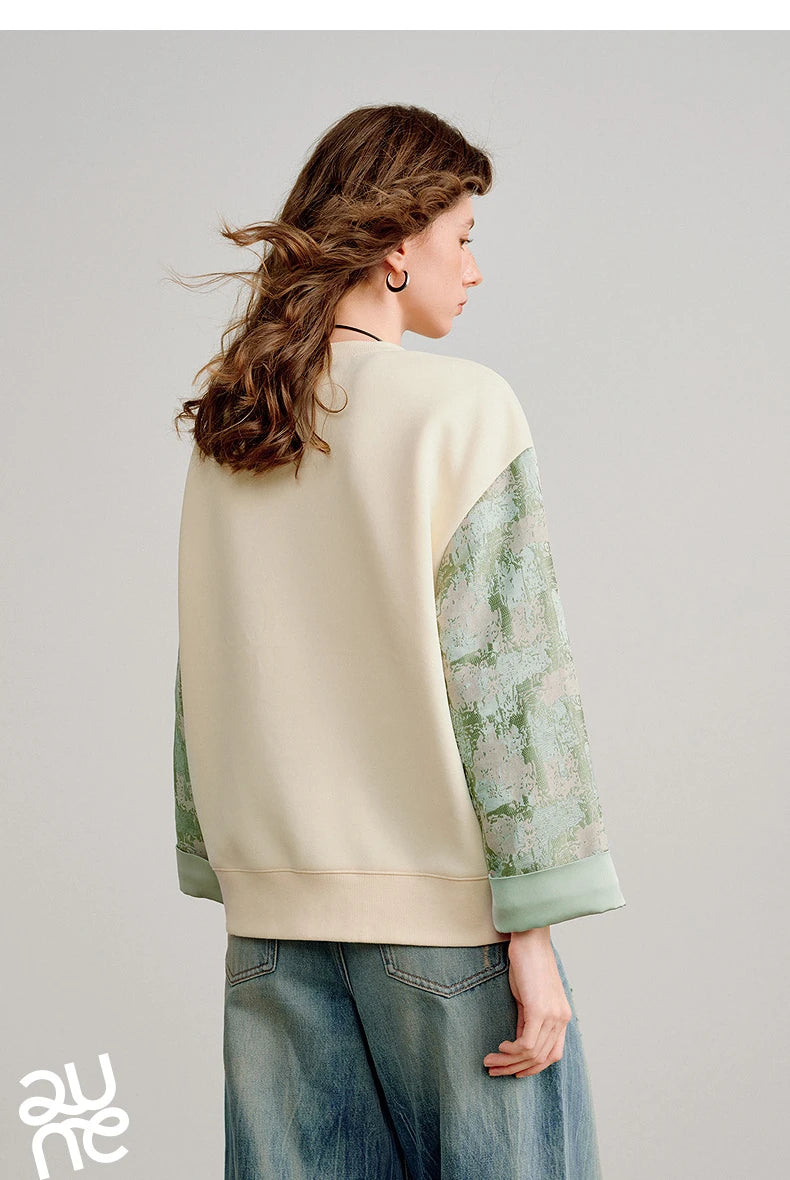 Women's Layered-Look Patchwork Sweatshirt