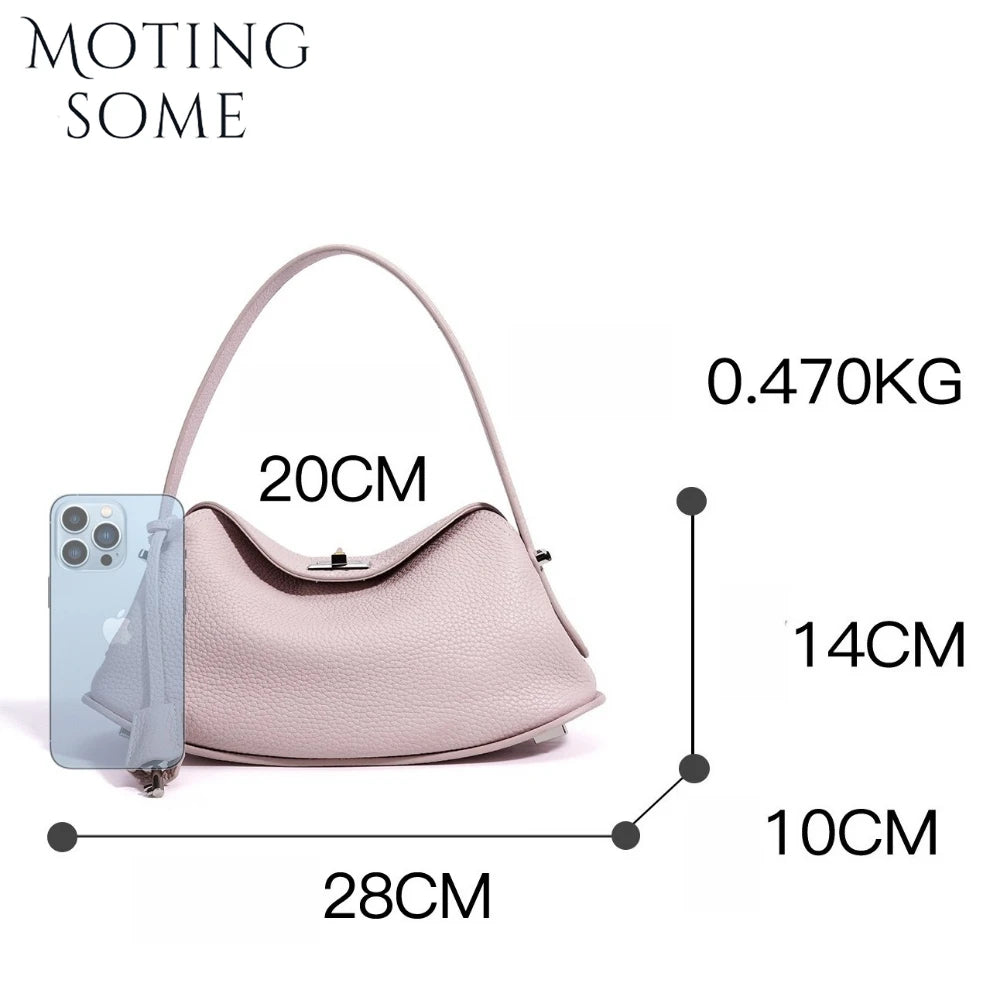 MOTINGSOME Spring Satchel Bag Luxury Designer Woman Genuine Leather Saddle Purse Shoulder Handbag 2026 New in Mini Tote