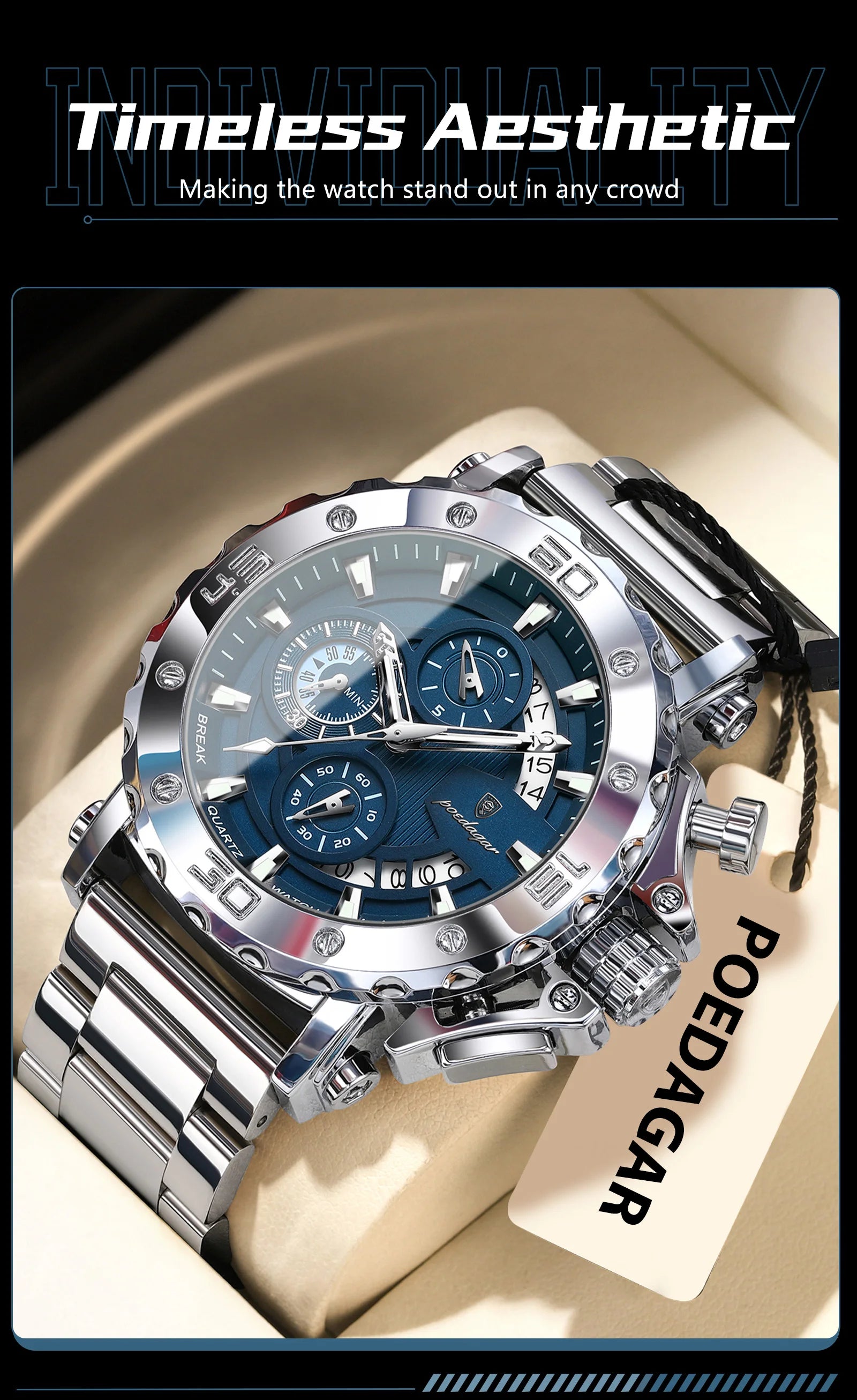 POEDAGAR 892 Luxury Men's Chronograph Watch