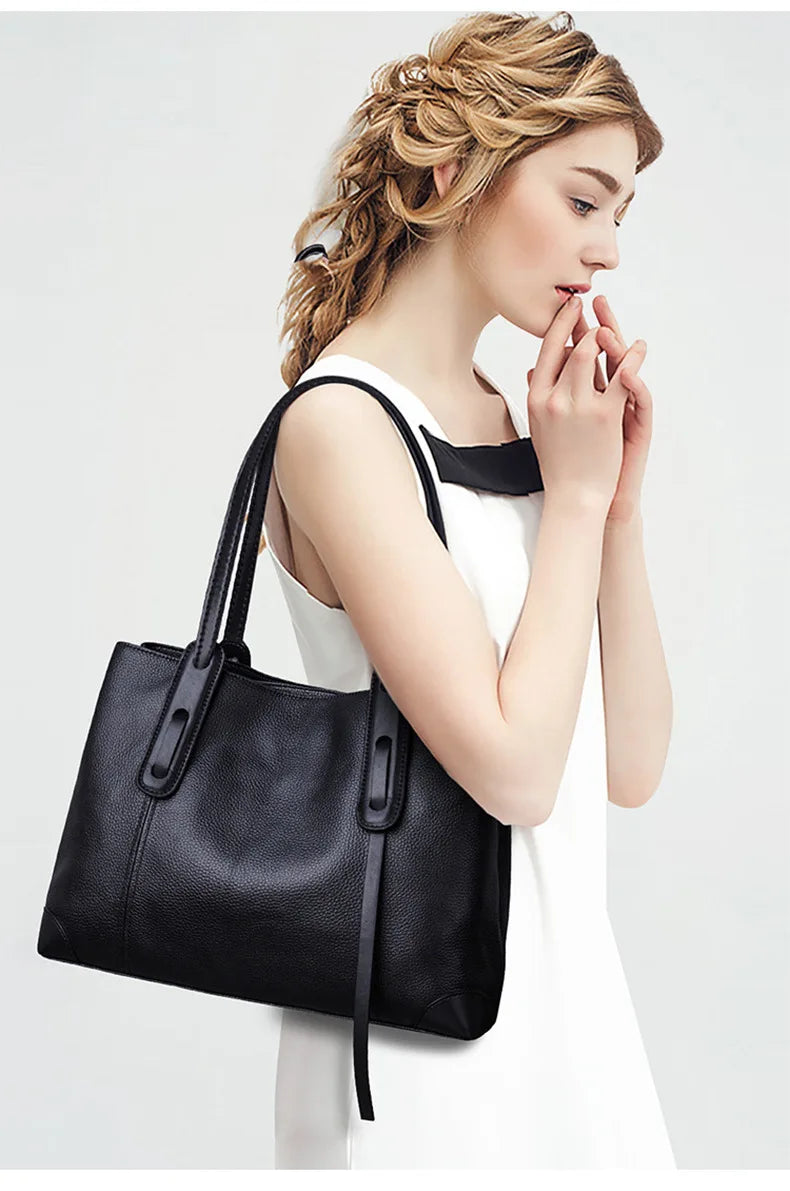 Genuine Leather Tote Bag Luxury Designer Women's Shoulder Bag Large Capacity Women Bags High Quality Soft Cowhide Female Handbag