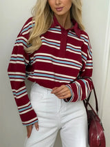 Vintage Striped Oversized Polo Shirt