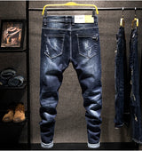 Men's Slim-Fit Ripped Jeans | Blue Black Denim