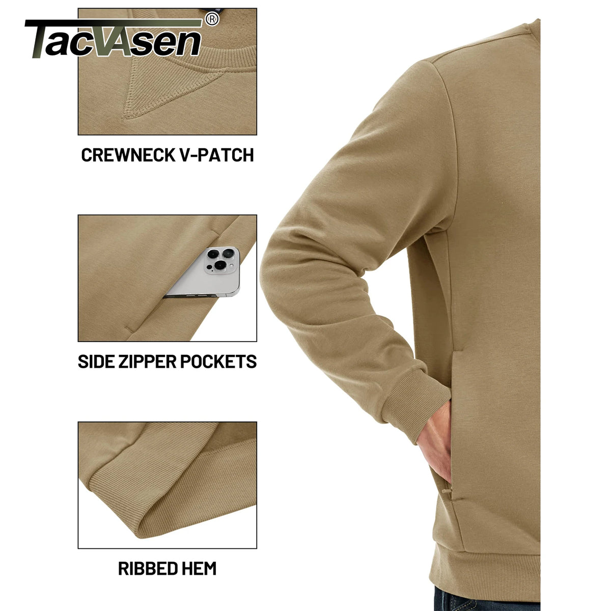 TACVASEN Men’s Fleece Crewneck Sweatshirt