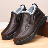 Men’s Waterproof Leather Snow Boots – Anti-Slip Winter Warmth