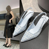 Sea Salt Blue Pointed High Heel Sandals for Women Back Hollow Half Headed Single Shoes Fashion Versatile Casual Shoes
