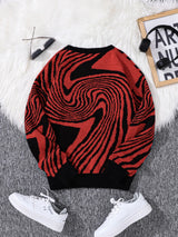 Men’s Contrast Maze Jacquard Crewneck Sweater