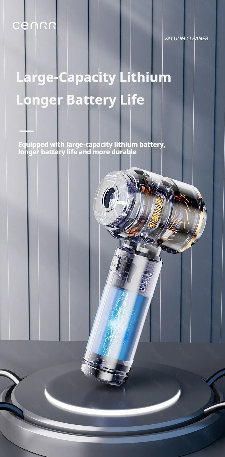 CENRR 998000PA Cordless Car Vacuum Cleaner – 3-Speed