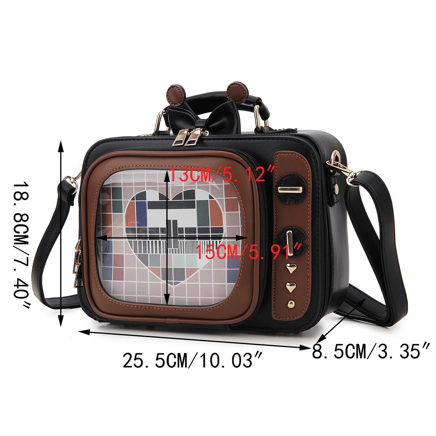Novelty Tv Shape Ita Bag Retro Television Women Shoulder Bag Design Ita Backpack with Inserts Girls Crossbody Bag