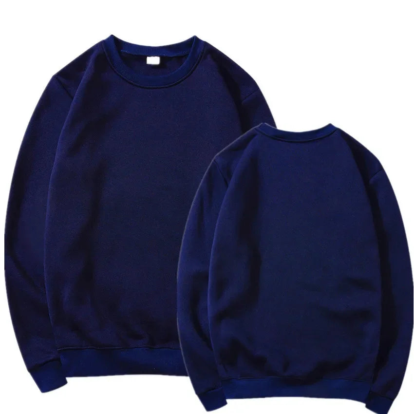 Korean Fashion Men's Round Neck Sweatshirts Autumn Long Sleeves Vacation Pullovers Tops Casual Popular Man Solid Sweat Shirts