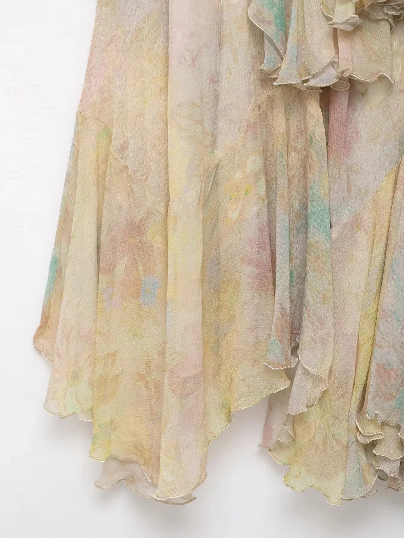 KONDALA Floral Tiered Chiffon Maxi Skirt – Boho Elegance
