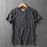 Summer New American Retro Short-sleeved O-neck Solid Color T-shirt Men's Fashion Simple 100% Cotton Washed Casual Sport Tops