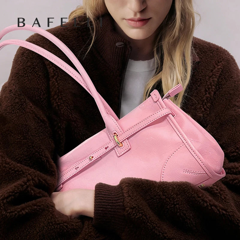 Bafelli Saffiano Leather Crossbody Tote with Chain Strap