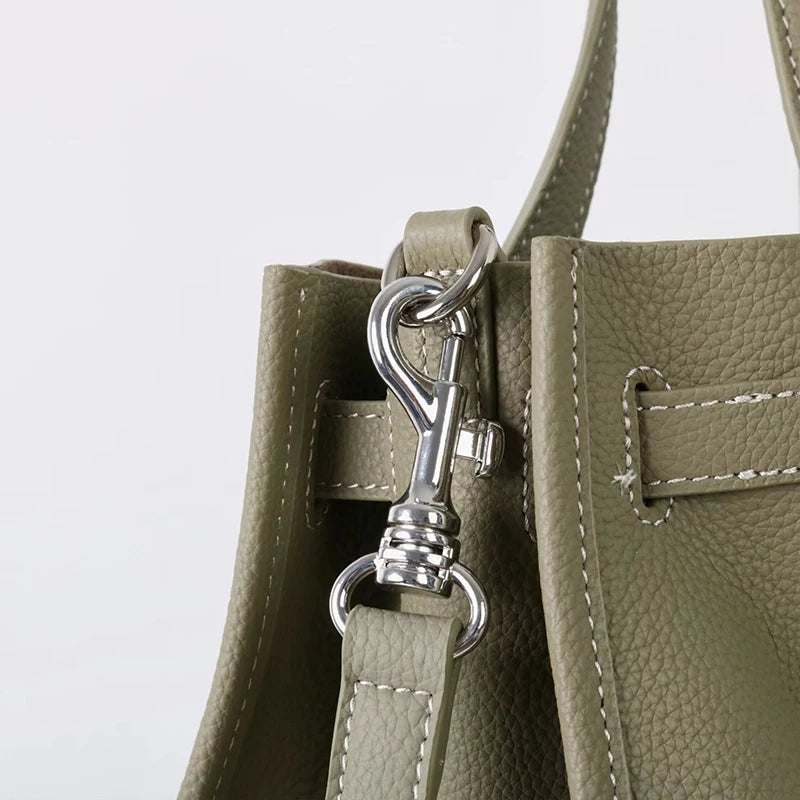 Luxury Brand Silver Buckle Women Bags Genuine Leather Handbags Women Shoulder Bags Cowhide Autumn Winter New Square Women Totes