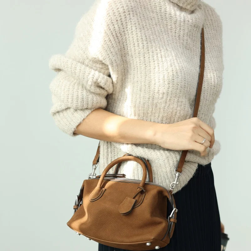 Women Genuine Leather Luxury Crossbody Bags With Adjustable And Detachable Shoudler Strap Elegant Soft Handbag