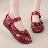 Newest gladiator summer sandals women's big size 43 woman real leather sandals ladies patchwork strap Non-slip flats