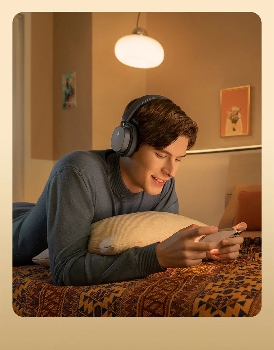 Baseus Wireless Headphones Bluetooth 5.3 HIFI Level Earphone 40mm Driver Foldable Over Ear Headsets 70H Playtime Spatial Audio