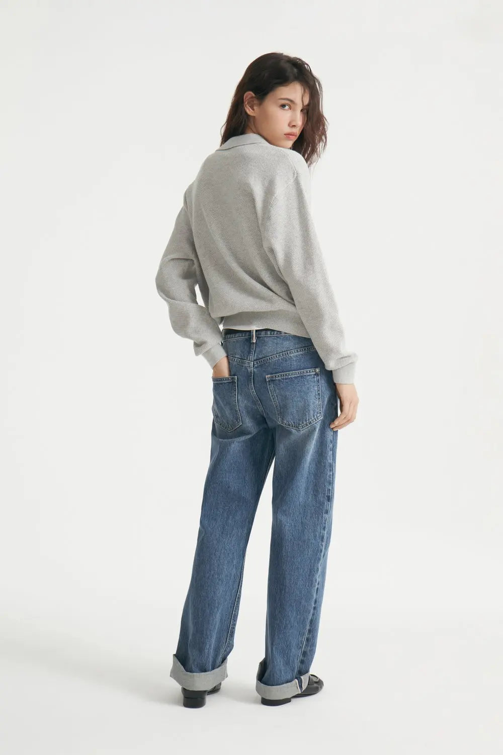 Hirsionsan Winter Thick Women Knitted Suits Soft 2 Pieces soft Female Sets Polo Neck Sweater & Wide Leg Pants Knitted Outfit